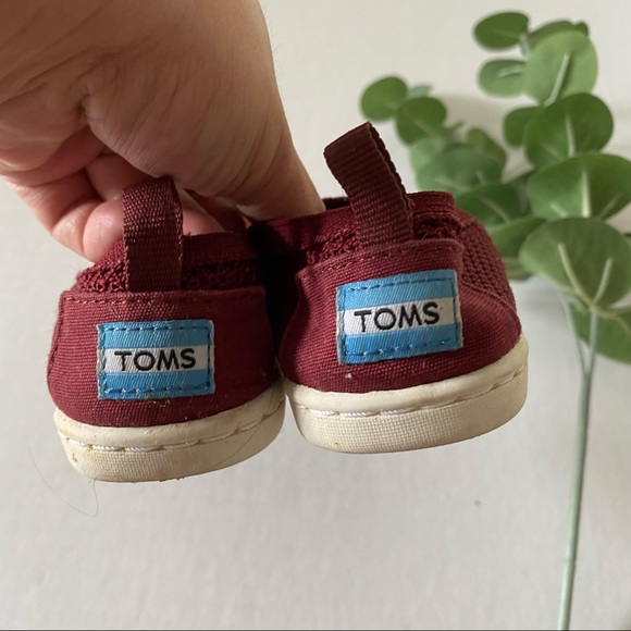 TOMS Toddler Kids Size 6 Maroon Red Slip On Sneaker - Picture 6 of 7